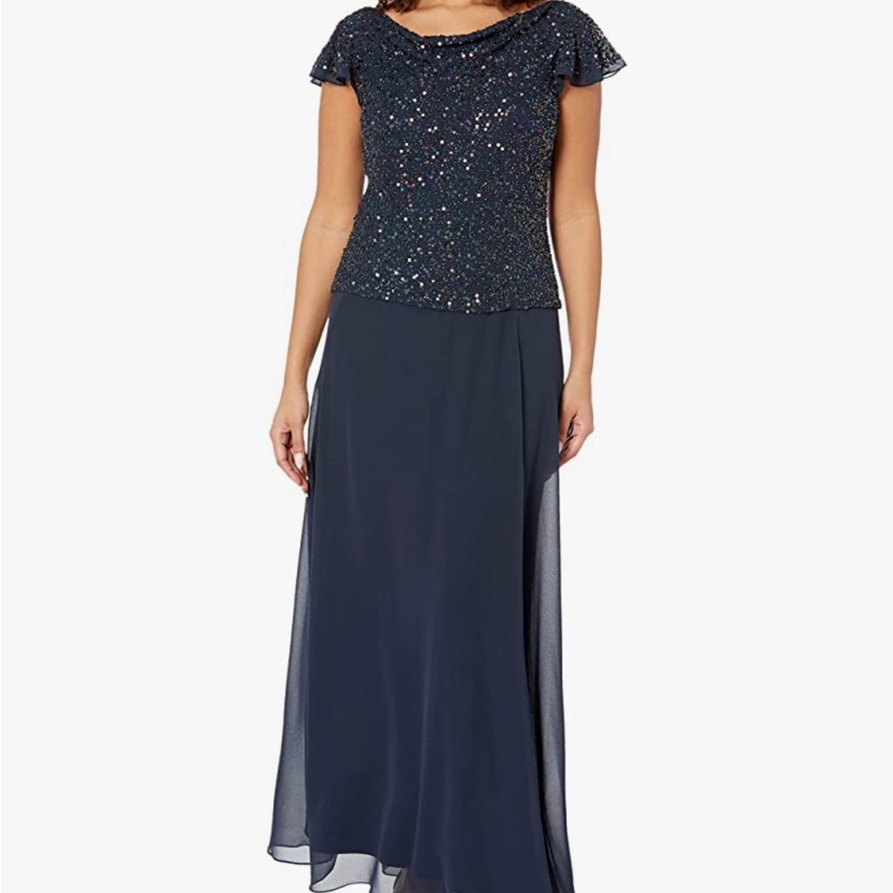 NWT J Kara Beaded Flutter Sleeve Dress